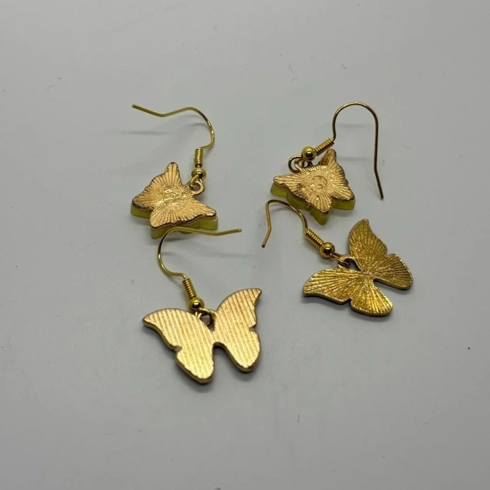 Butterfly Earrings in Gold‎ Tone Whimisical Fairy Core